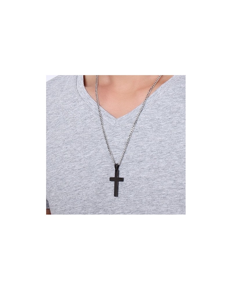 Pendentif Croix CROSS avec Chaîne Noir