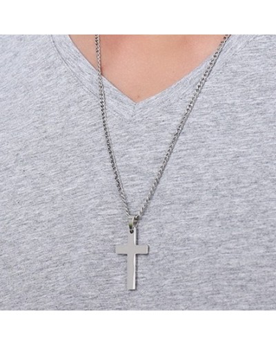 Pendentif Croix CROSS avec Chaine Argentée