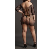 Robe Grande Taille DUO NET SLEEVED - Noir