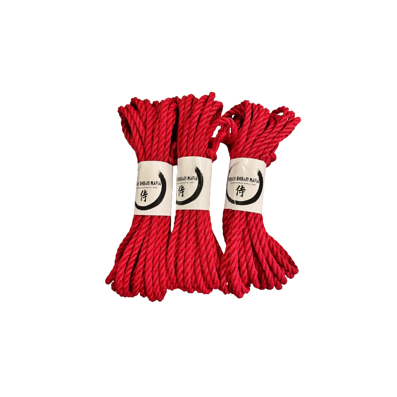 Lot de 3 cordes de shibari rouge Lot de 3 cordes de shibari rouge