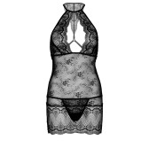 Robe Dentelle + String Keyhole Noir