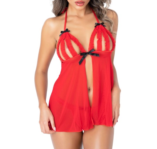 Nuisette Peek-a-Boo Ruffle Rouge