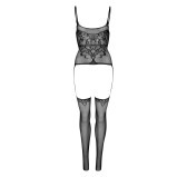 Body dentelle et Jarretelles Net Suspender Noir