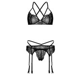Ensemble Heart lace Garter 4 Pièces Noir Ensemble Heart lace Garter 4 Pièces Noir