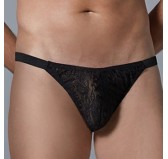 String Dentelle Leopard Allure Noir