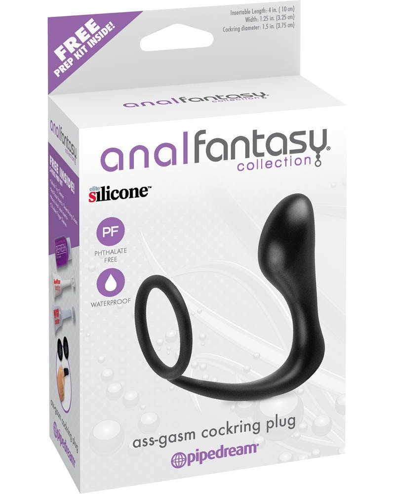 Ass Gasm Plug et Cockring 10 x 3.2 cm Noir