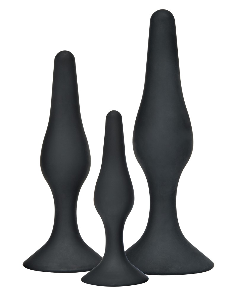 Lot de 3 plugs silicone Curvy Noirs Lot de 3 plugs silicone Curvy Noirs