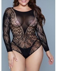 Body ouvert string wetlook Serena - Noir