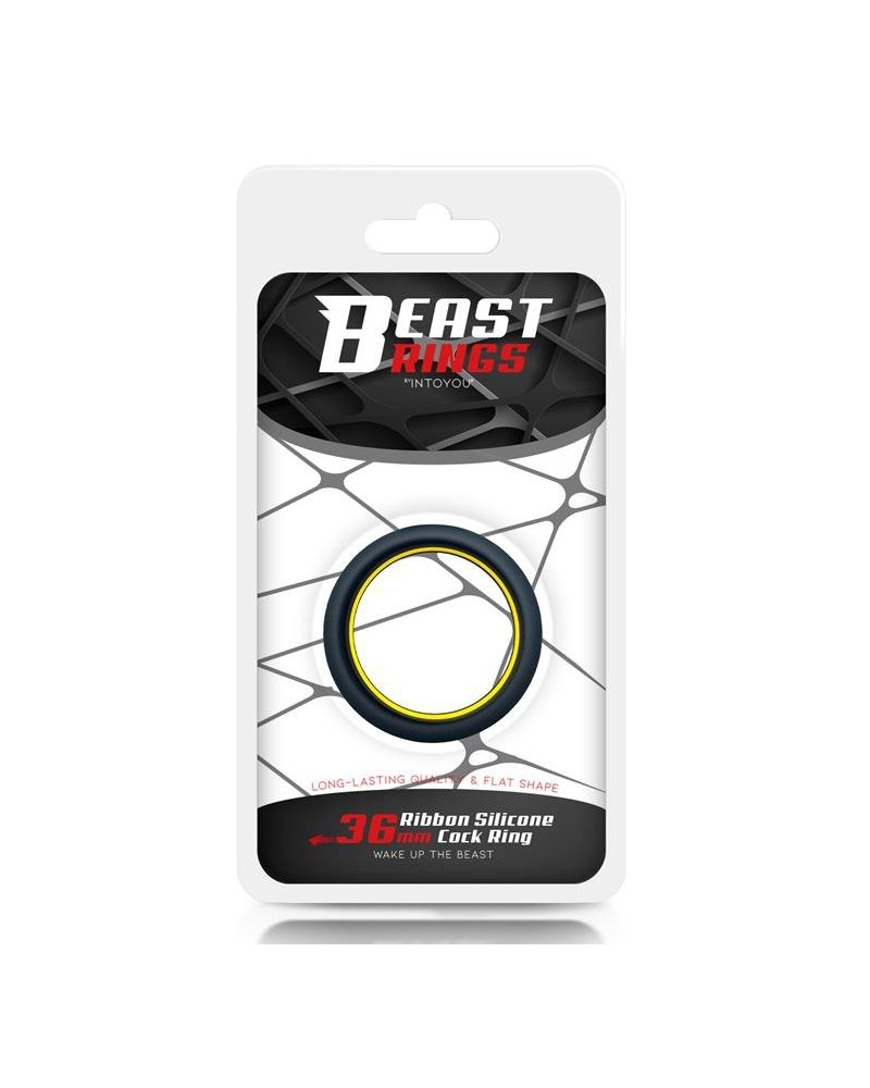 Cockring silicone Beast Ring 36mm Noir-Jaune