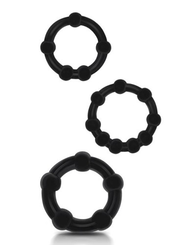 Lot de 3 mini cockrings souples Beaded Set Noirs