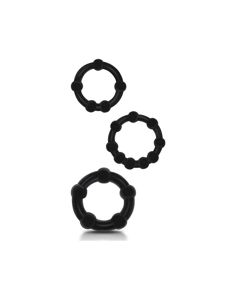 Lot de 3 mini cockrings souples Beaded Set Noirs