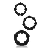 Lot de 3 mini cockrings souples Beaded Set Noirs