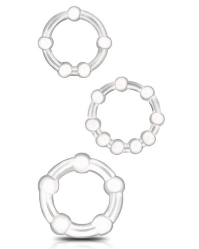 Lot de 3 Mini cockrings souples Beaded Set Transparents