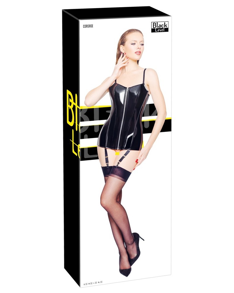 Corset Porte-Jarretelles VINYL CORSAGE ADJUST Noir