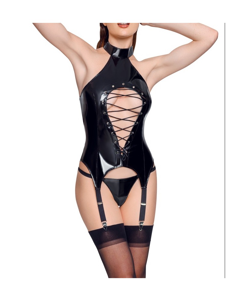 Guêpière Porte-Jarretelles VINYL BASQUE ROPE Noire