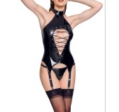 Guêpière Porte-Jarretelles VINYL BASQUE ROPE Noire