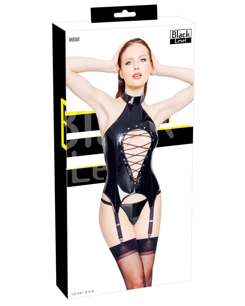 Guêpière Porte-Jarretelles VINYL BASQUE ROPE Noire