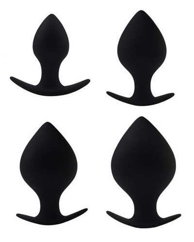 Lot de 4 Plugs Silicone Spade Noirs