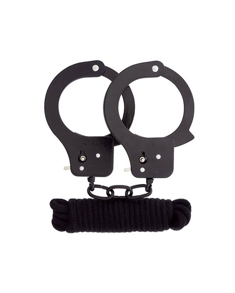 Lot Menottes Metal et Corde 3M noires Lot Menottes Metal et Corde 3M noires