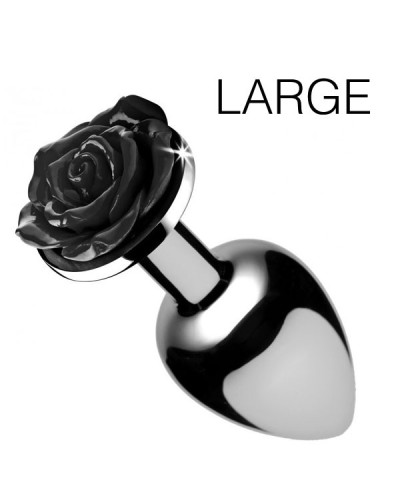 Plug Bijou avec Rose noire - 8.5 x 4.1 cm LARGE