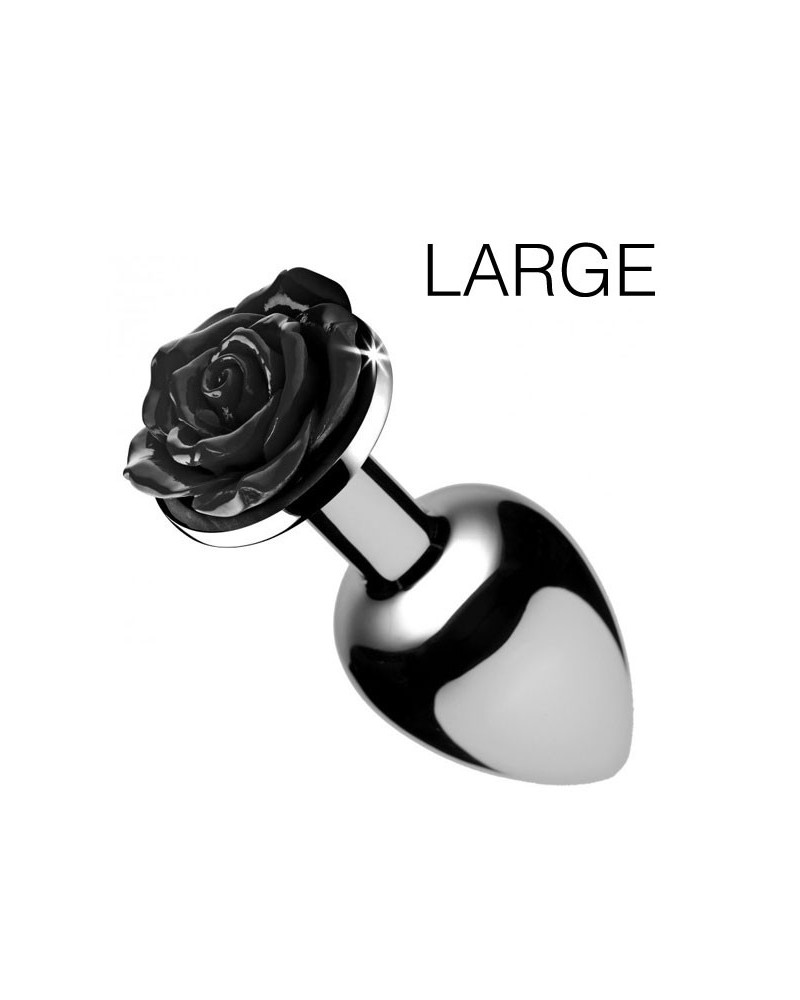 Plug Bijou avec Rose noire - 8.5 x 4.1 cm LARGE