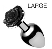 Plug Bijou avec Rose noire - 8.5 x 4.1 cm LARGE