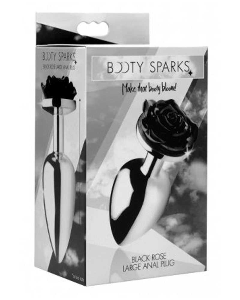 Plug Bijou avec Rose noire - 8.5 x 4.1 cm LARGE