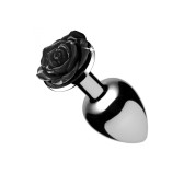 Plug Bijou avec Rose noire - 8.5 x 4.1 cm LARGE