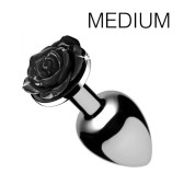 Plug Bijou avec Rose noire - 7.5 x 3.4 cm MEDIUM