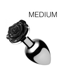 Plug Bijou avec Rose noire - 8.5 x 4.1 cm LARGE
