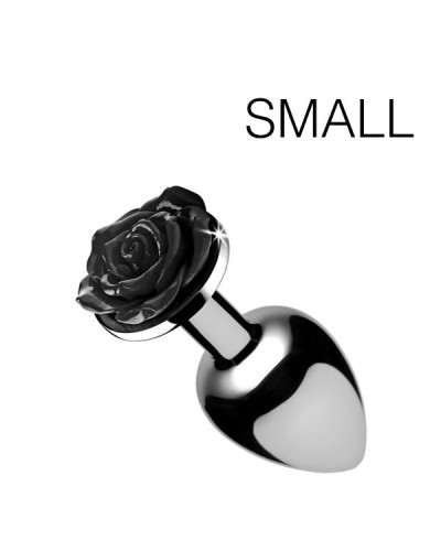 Plug Bijou avec Rose noire - 6.5 x 2.7 cm SMALL