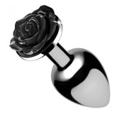 Plug Bijou avec Rose noire - 6.5 x 2.7 cm SMALL